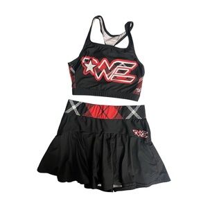 woodlands elite cheer company plaid red and black cheerleading practice wear
